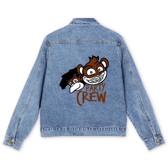 Monkey Chimpanzee Party Animals Crew Team Friends Men's Denim Jackets