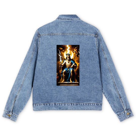 Zeus Jupiter Greek Mythology Gods Baroque Men's Denim Jackets