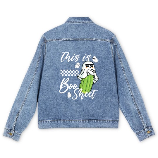 This is Boo Sheet pickle Boo funny Ghost Halloween Men's Denim Jackets