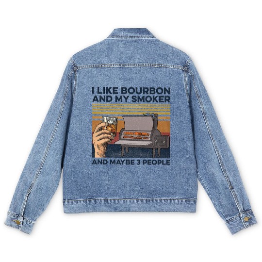 I Like Bourbon And Maybe 3 People Men's Denim Jackets