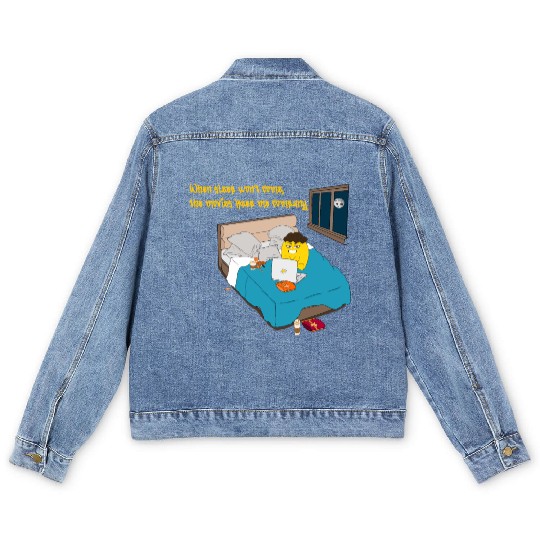 When sleep won t come the movies keep me company Men's Denim Jackets
