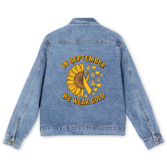 September We Wear Gold Childhood Cancer Awareness Men's Denim Jackets