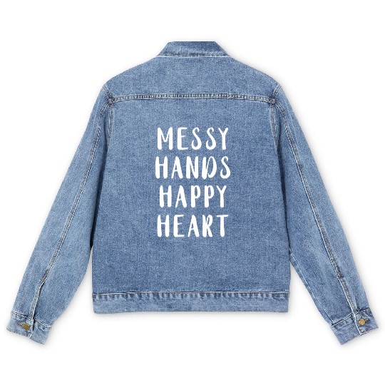Messy Hands Happy Heart Men's Denim Jackets