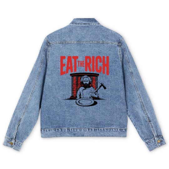 Eat The Rich Döner Kebab Satirical Design Men's Denim Jackets