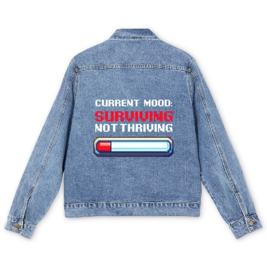 Depression Awareness Surviving, Not Thriving Men's Denim Jackets