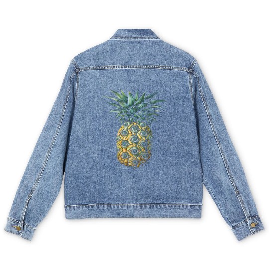 Weirdcore Aesthetic Pineapple Eyes Human Eyeball S Men's Denim Jackets
