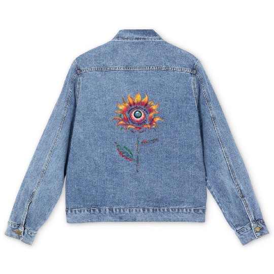 Weirdcore Aesthetic Flower Human Eyeball Strangeco Men's Denim Jackets