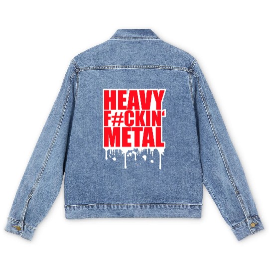 Heavy F#ckin' Metal Hard Rock Music Graffiti Spray Men's Denim Jackets