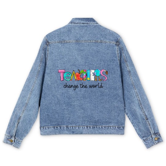 Teachers change the world Men's Denim Jackets