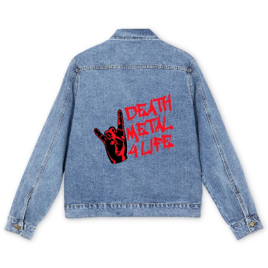 Heavy death metal 4 life hand gesture graffiti fun Men's Denim Jackets