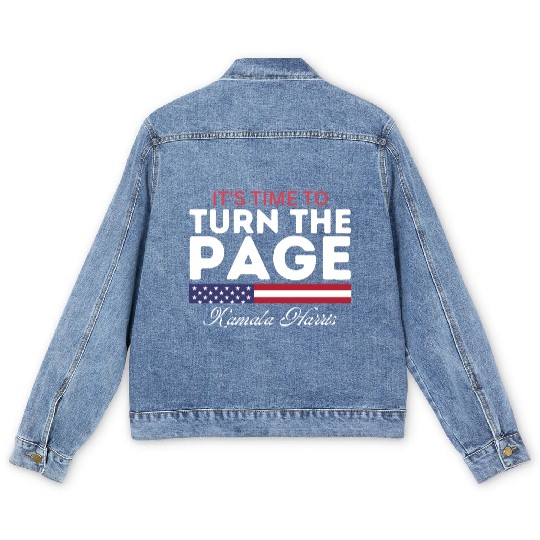 It's Time To Turn The Page Kamala Harris Men's Denim Jackets
