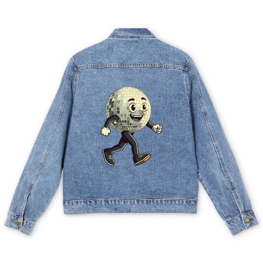Disco Ball Walking - Retro Funk in Motion Men's Denim Jackets