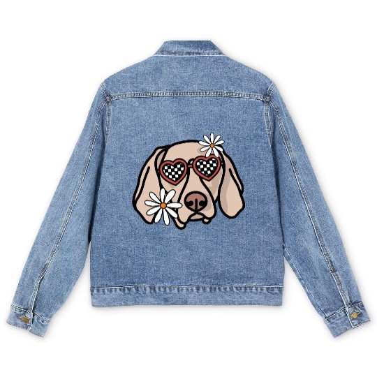 Weimaraner Retro Dog Men's Denim Jackets