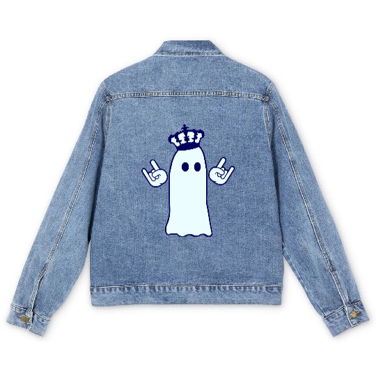 Cute Crown King Ghost Halloween Party Fun Monster Men's Denim Jackets