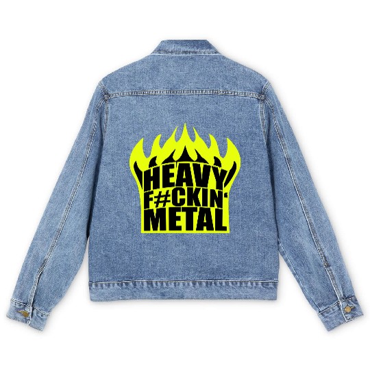 Heavy F#ckin' Metal Hard Rock Fun Music Text Quote Men's Denim Jackets
