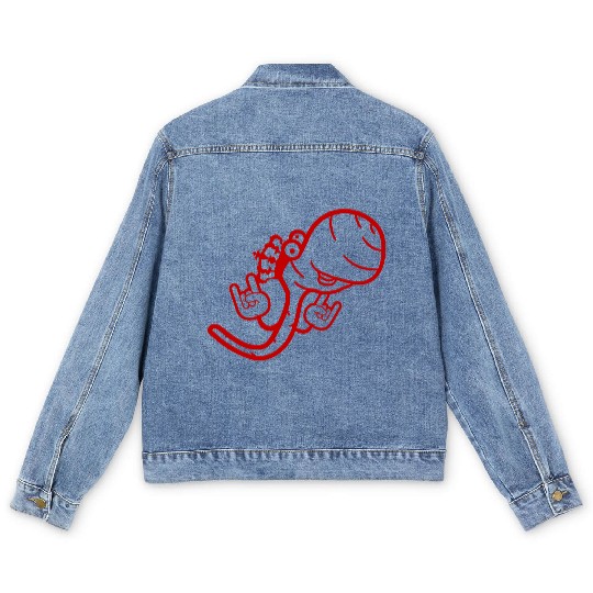 Cute Cool Worm Crown King Party Animal Fun Monster Men's Denim Jackets