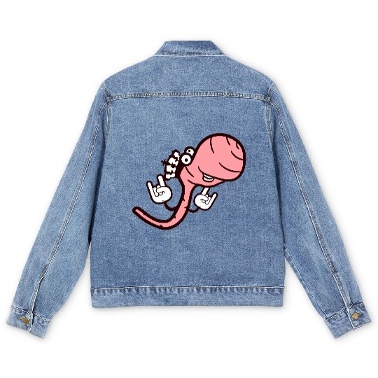Cute Cool Worm Crown King Party Animal Fun Monster Men's Denim Jackets