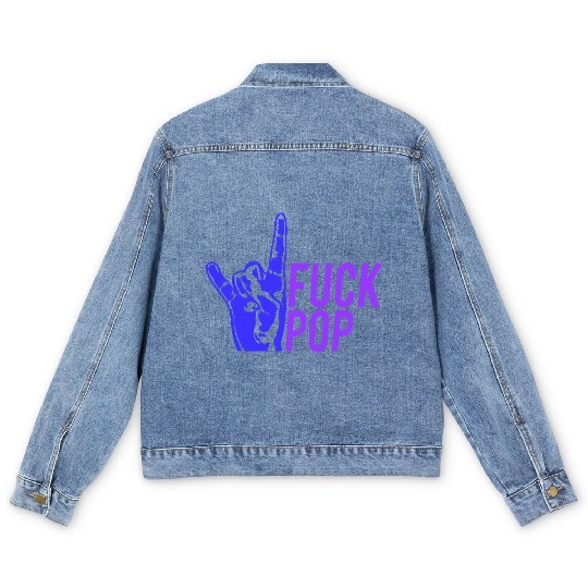 Fuck pop charts music heavy metal fun hand gesture Men's Denim Jackets