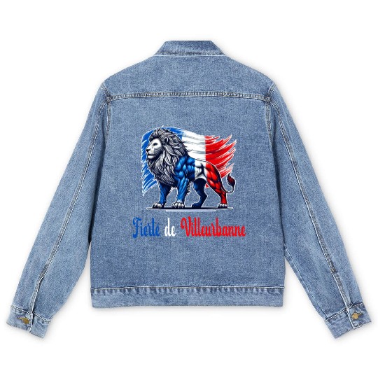 The pride of Villeurbanne flag design Men's Denim Jackets