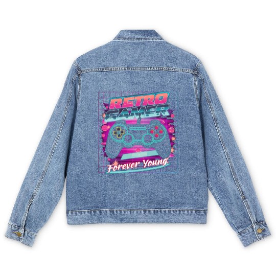 Retro Gamer Forever Young 01 Men's Denim Jackets