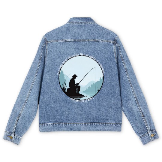 Angler Fishing Fish Fisherman Men's Denim Jackets