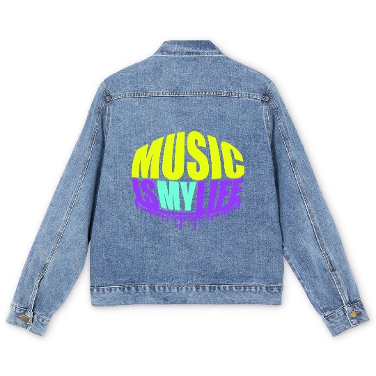 Music is my Life Love Saying Graffiti Spray Drops Men's Denim Jackets
