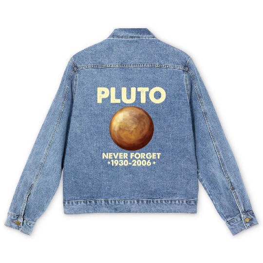 Pluto Never Forget 1930 2006 Planet Space Science Men's Denim Jackets