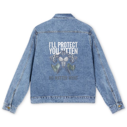 I'll Protect You Kitten Alpha Wolf Men's Denim Jackets