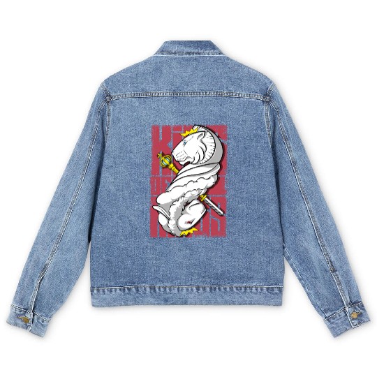 Lion King and the Holy Lamb Christian Art Men's Denim Jackets