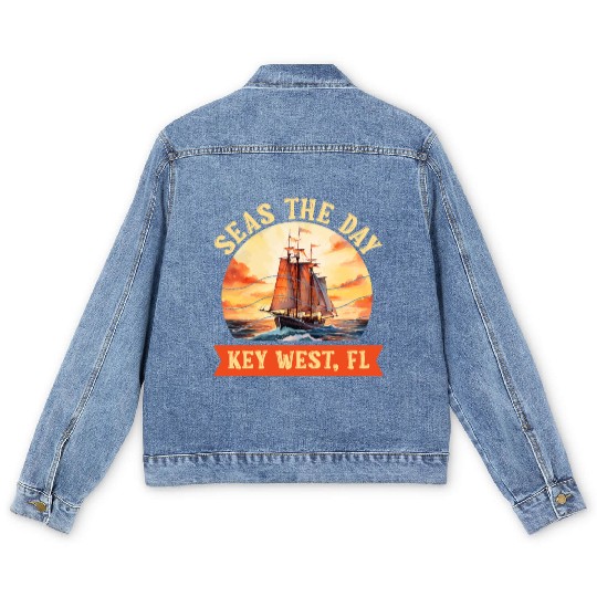 Florida Keys SEAS THE DAY IN KEY-WEST FLORIDA Men's Denim Jackets