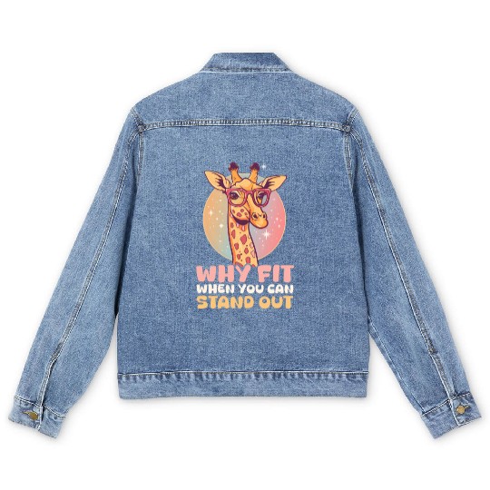 Giraffe Why Fit In When You Can Stand Out? Men's Denim Jackets