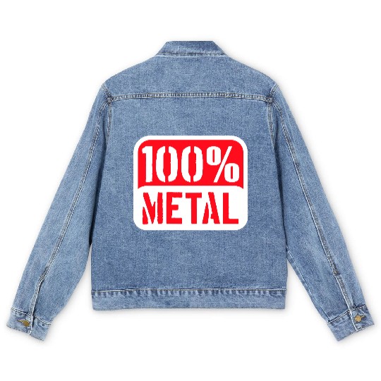 100 % Percent Rock Heavy Metal Music Text Logo Men's Denim Jackets
