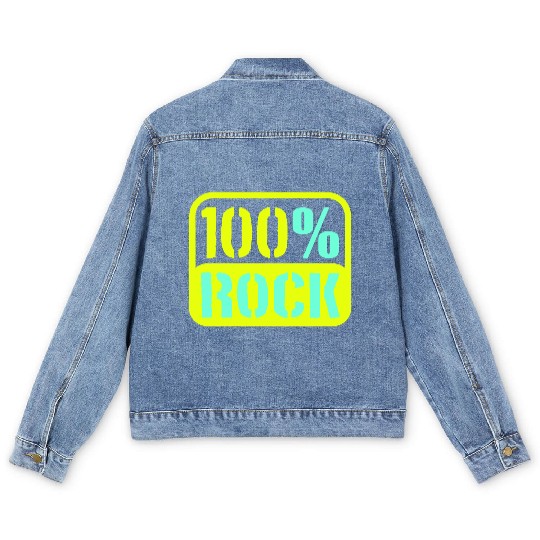 100 % Percent Rock Heavy Metal Music Text Logo Men's Denim Jackets