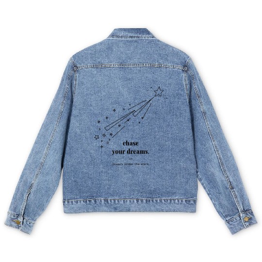 Chase Your Dream Minimal Black Star And Typography Men's Denim Jackets