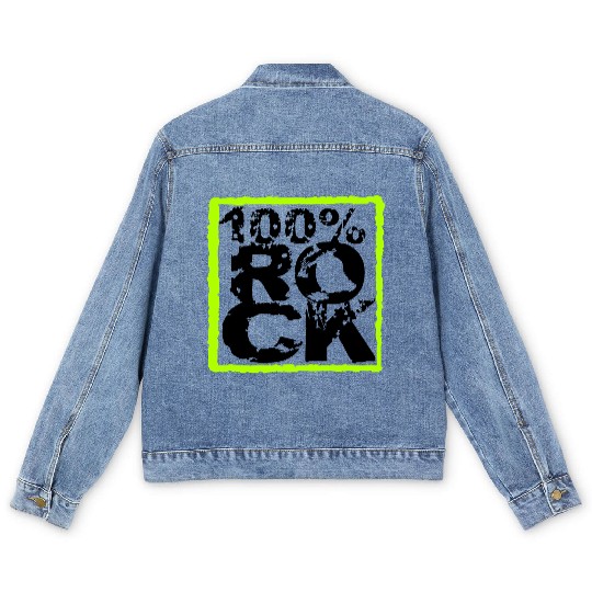 100 % Percent Rock Heavy Metal Music Text Logo Men's Denim Jackets