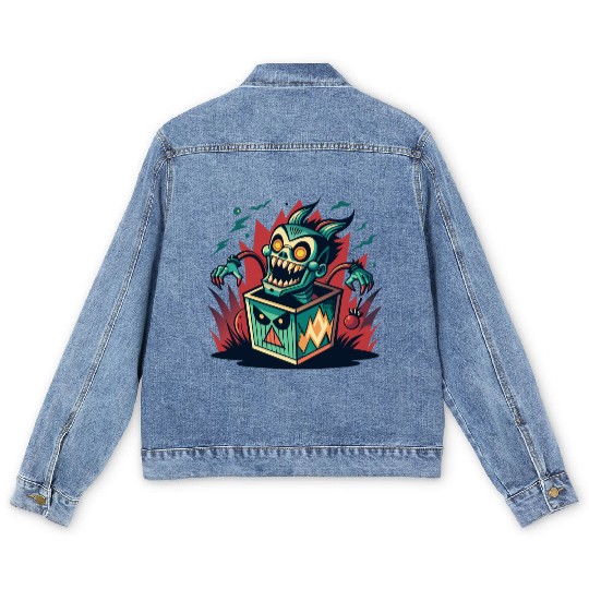Monster Jack-in-the-Box - Retro Horror Fun Men's Denim Jackets