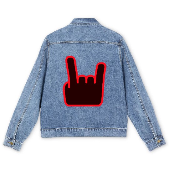 Heavy Metal Fun Hard Rock Music Horns Hand Gesture Men's Denim Jackets