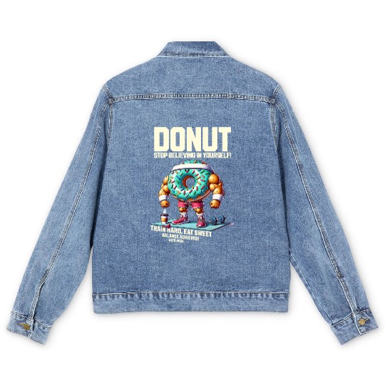Donut Gym Life Motivation Sweet Fitness Men's Denim Jackets
