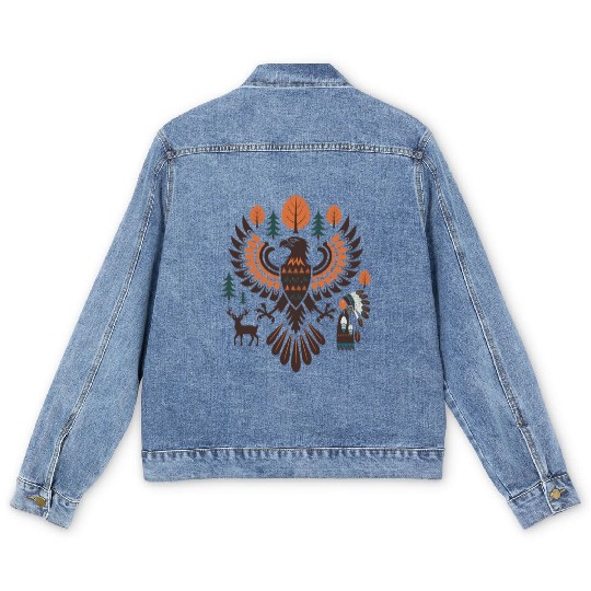 Native American Eagle Design Men's Denim Jackets