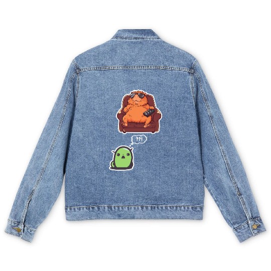 Funny Graphic Men's Denim Jackets Capybara Selfie With Ufos Weird