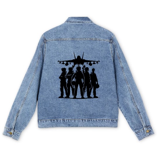 Aircraft Portrait For Air Force And Rc Pilots Men's Denim Jackets