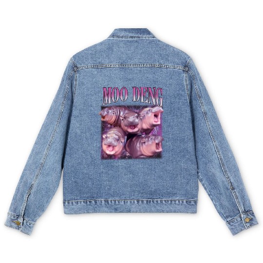 I Love Moo Deng Bootleg I love you Bouncy Pig Men's Denim Jackets