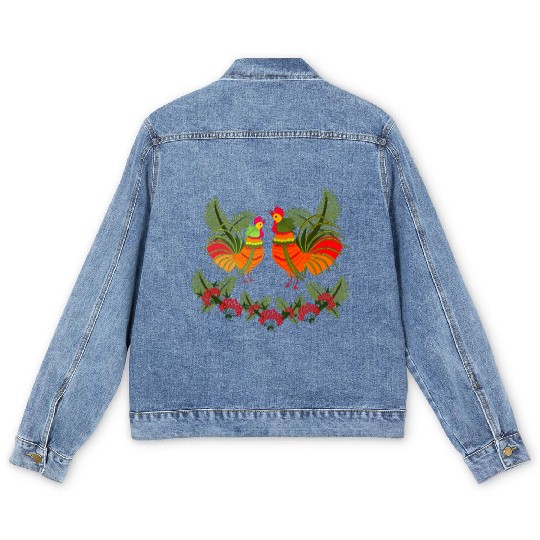 Rooster with hen Men's Denim Jackets