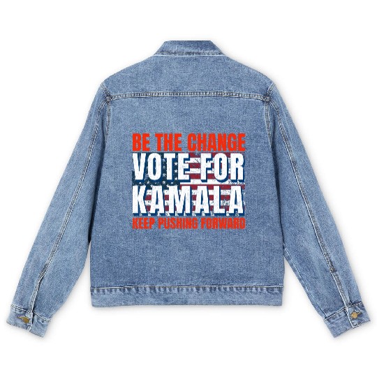 Be the Change - Vote for KamalaHarris. US Election Men's Denim Jackets