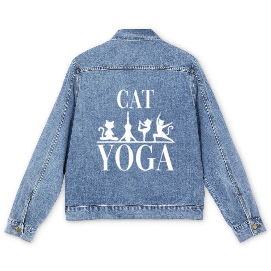 Yoga Cats for a Yoga Student Yoga Teacher Cat Men's Denim Jackets