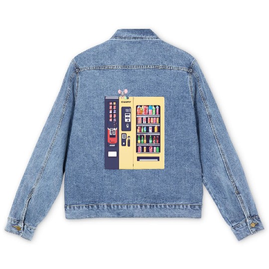 Japanese vending machine with little friend. Men's Denim Jackets