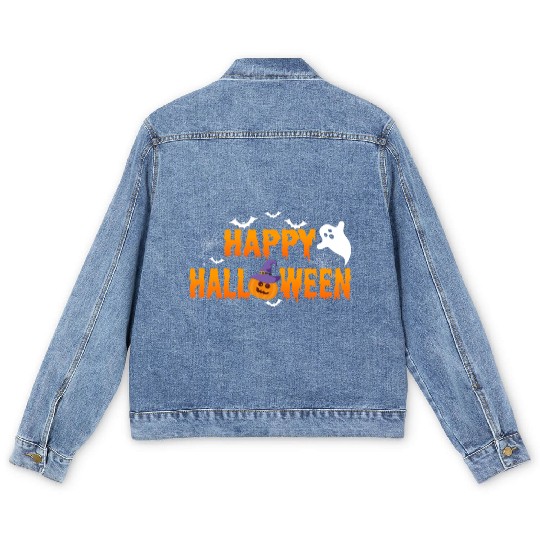 Trick Or Treat Happy Halloween Costume Ghost Scary Men's Denim Jackets
