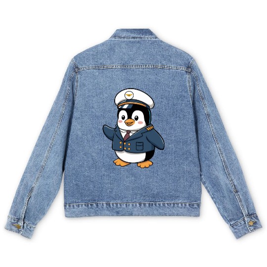 Penguin Famila, Funny Penguin , Penguin Logo Men's Denim Jackets