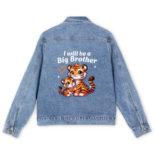 I'm Going To Be A Big Brother Sweet Tiger, Brother Men's Denim Jackets