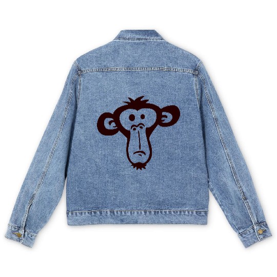 Sad Confused Monkey Head Funny Bored Primate Face Men's Denim Jackets